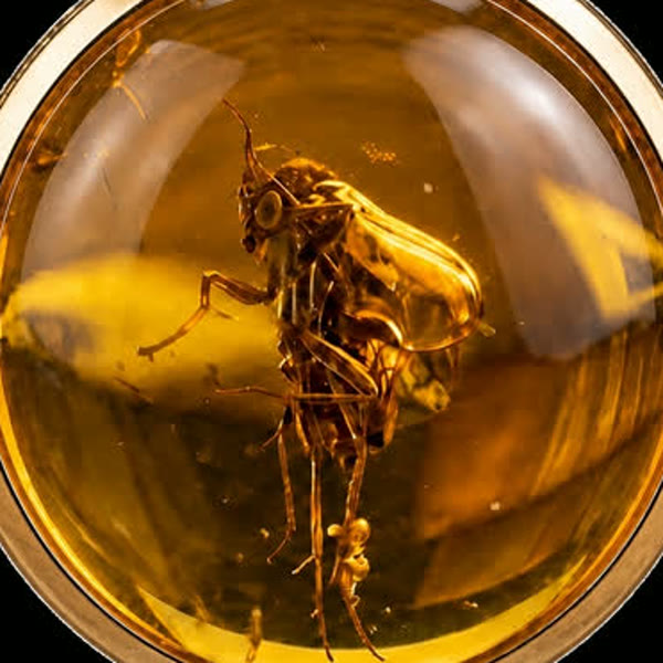Baltischer Bernstein mit Insekten-Inkluse, Sammlerstück aus dem Bernsteinmobil-Archiv