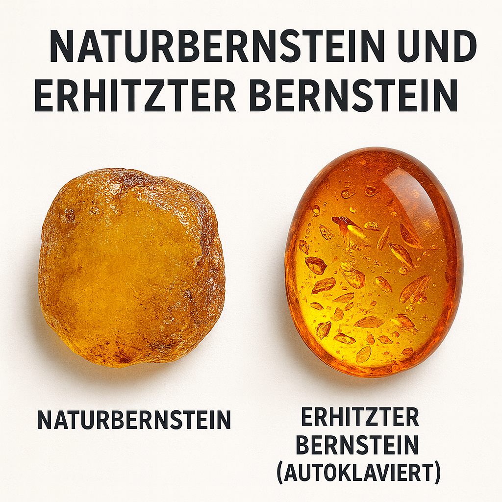 Vergleich Naturbernstein und erhitzter Bernstein